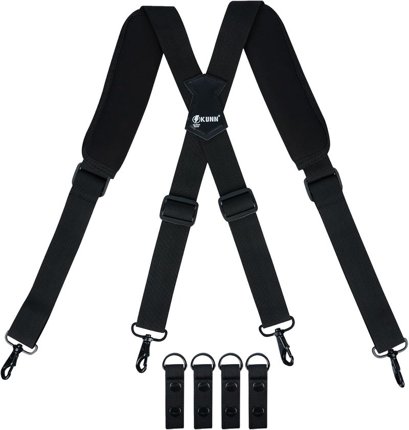 KUNN Tactical Duty Belt Suspenders with Metal Hook,Men Padded Police Harness for Duty Belt,Black - Image 1